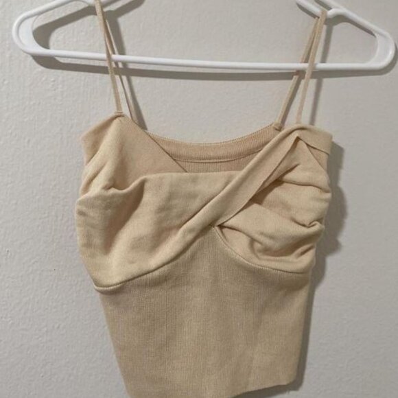 Women's Tan and Cream Crop-top - Picture 1 of 2